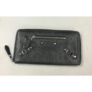 Balenciaga Classic Black leather zip around wallet